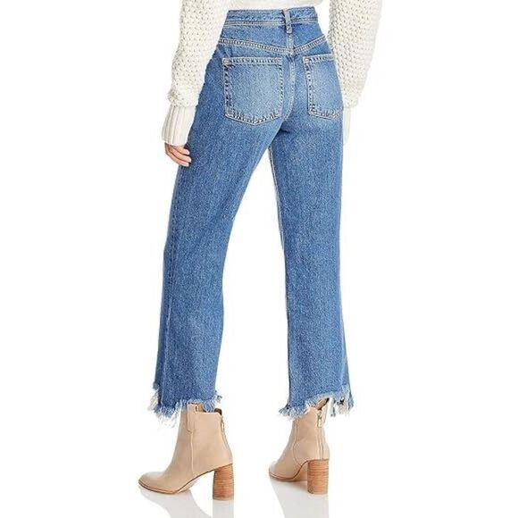 Free People Maggie Mid-Rise Straight Leg Bondi Blue size 27 cropped - Picture 3 of 7